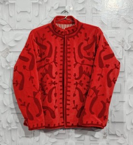 Embroidered Velvet Suzani Bomber Jacket | Boho Floral Design | Winter <b>Quilted</b> Breathable 100% Cotton Coat | Gift Her | Festive - Product Image 2