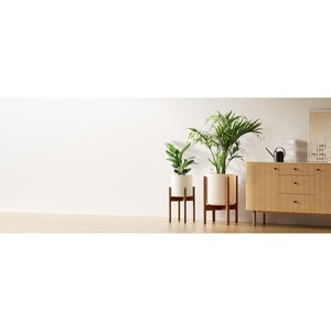Support de plante en bois d'acacia avec pot en céramique - Support de pot de fleurs en bois en gros - Product Image 3