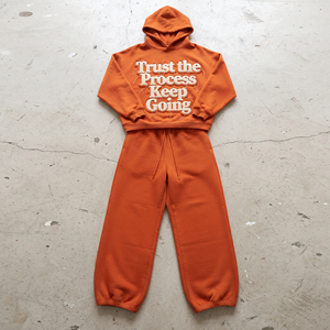 Conjunto de Sudadera con Capucha y Pantalones Deportivos Holgados de Poliéster/Algodón Ecológico con Bordado Desgastado, Diseño 2 en 1, para Hombre y Mujer, Invierno, 500 GSM - Product Image 1