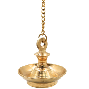 Portavelas de Metal con Acabado Dorado, Lámpara de Aceite Colgante con Cadena para Decoración del Hogar, Bodas y Diwali - Product Image 1