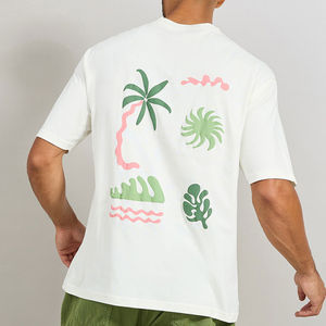 T-shirt blanc à manches courtes pour homme, imprimé floral, décontracté, été, en popeline de coton, avec logo sur le devant - Product Image 4