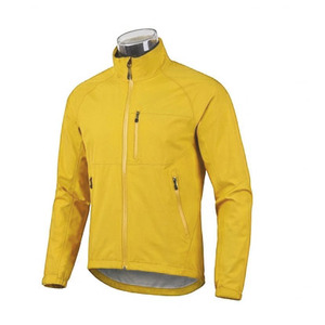 Veste de cyclisme et imperméable jaune pour homme, coupe régulière, en polyester, résistante à l'eau, avec fermeture éclair et col montant - Product Image 1