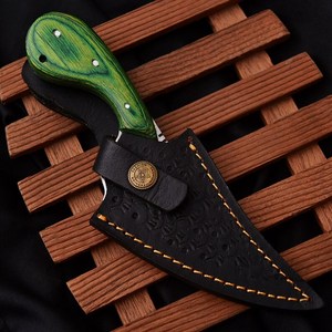Couteau en acier inoxydable fait main sur mesure |   Couteau de chasse et de camping à lame fixe avec manche en bois et étui en cuir véritable - Product Image 6