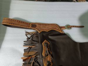 ROYAL INTERNATIONAL Premium Leather Western <b>Riding</b> <b>Chaps</b> Custom Cowboy Style Equestrian Horse <b>Riding</b> Gear - Product Image 5