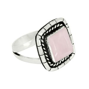 Anillos de Plata de Ley 925 con Diseño Elegante de Cuarzo Rosa, Estilo Vintage, Corte Cuadrado, Anillos de Diseñador para Uso Diario - Product Image 3