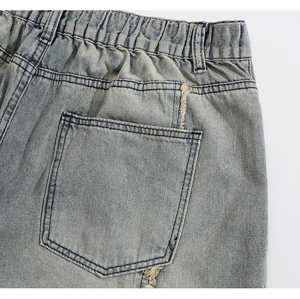 Shorts en jean pour hommes à ourlet brut, coupe ample et oversize, style vintage usé, streetwear hip-hop décontracté, bords effilochés, Vente chaude 2026 - Product Image 3