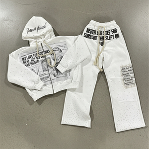 Ensemble de shorts 2 pièces personnalisé en molleton 100 % coton épais imprimé avec capuche, idéal pour le sport - Product Image 2
