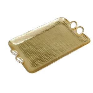 Bandeja de metal dorada de diseño con asas doradas, utensilios de cocina, bandeja para servir comida, novedad de 2022 - Product Image 1