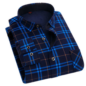 Chemise à carreaux décontractée pour homme RNSHANGER, automne-hiver, chaude, tendance, épaisse, couleur unie, manches longues, polyester, flanelle simple, respirante - Product Image 6