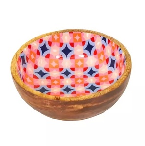 Tazón de Madera Popular con Estampado Esmaltado para Restaurante, Hogar, Reuniones, Fiestas, Diseño Único, Vajilla, Tazón para Frutas y Ensaladas - Product Image 2