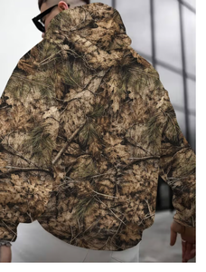 Sweat-shirt à capuche camouflage pour homme, tricoté en polyester respirant, coupe oversize, style décontracté automne, coupe régulière, avec poches - Product Image 2