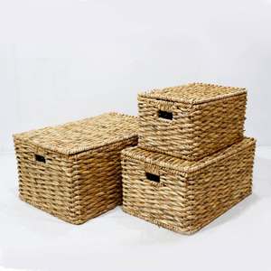 Panier en jacinthe d'eau du Vietnam, en fibre naturelle tressée, pour le rangement des vêtements, du linge, des jouets, des couvertures et l'organisation de la maison - Product Image 2