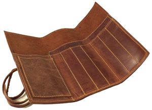 New Era Rustic Genuine Leather Pencil Case <b>Drawstring</b> Closure-Custom Leather <b>Pouches</b> Travel Kit for Schools Offices 10x7 Size - Product Image 2