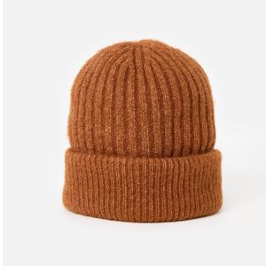 Gorro de Punto con Estampado de Leopardo para Mujer, Color Marrón con Ribete Rosa, Gorro Térmico para Invierno, Ropa de Calle - Product Image 3