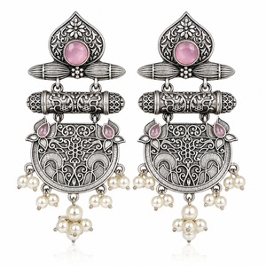 Boucles d'oreilles pendantes en laiton oxydé avec zircon taille poire, style Bollywood, faites à la main, pour femmes, mariage, vente en gros, directement du fabricant - Product Image 1