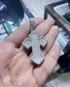 Pendentif Croix Certifié Luxe Moissanite D VVS1 Sertie de Diamants, en Argent 925 Plaqué Or et Rhodium, Style Hip-Hop - Product Image 6