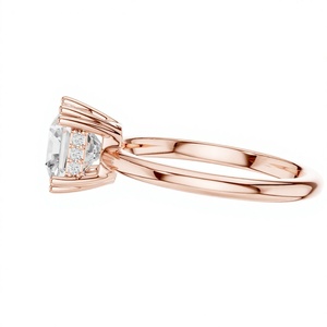 Bague en diamant taille radiant avec alliance en or rose pour femme, bijou élégant pour fiançailles et mariage, cadeau pour elle - Product Image 2