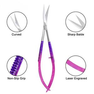 Silver Shin tip And Double Shade Powder Coated Glitter Color Stainless Steel Scissor Sharp Straight Tip Spring Scissor - Product Image 1