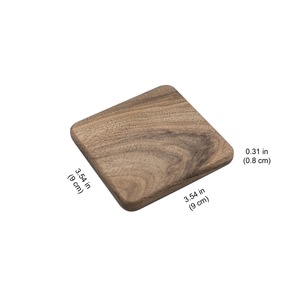 Sous-verre carré en bois marron écologique ILAHI, design classique, accessoire de protection de table, taille personnalisable, pour la maison (vente en gros) - Product Image 1