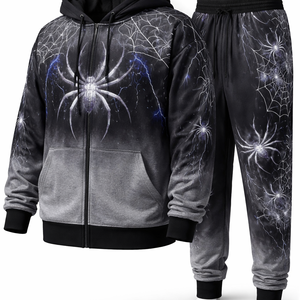 Ensemble de survêtement sportif d'été uni à capuche respirant et à séchage rapide, grande taille, personnalisé, pour adulte, motif araignée - Fabricant OEM - Product Image 2