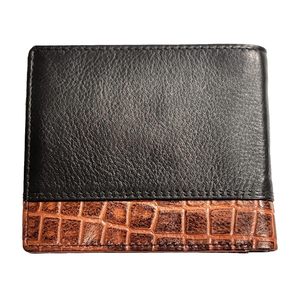 WRIZA Coffret cadeau ouvert en cuir véritable premium avec blocage RFID pour hommes |   Portefeuille, stylo, porte-clés, texture croco, coffret combo |   Anniversaire - Product Image 1