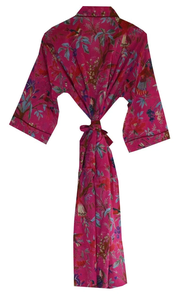 Bata Kimono con Estampado de Dibujos Animados para Mujer, 100% Algodón Transpirable, Camisón de Verano Hecho a Mano, Cuello en V, Cintura Elástica, Largo Completo - Product Image 3