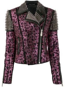 Studded Cowhide <b>Leather</b> Waterproof Casual <b>Men's</b> Biker <b>Jacket</b> Handmade Punk Spiked Studs Winter Plus Size Zipper Washed - Product Image 4