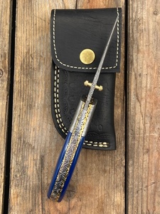 Handmade Damascus Steel Folding Pocket Utility Knife Wood Handle <b>Drop</b> Point Blade Survival TR8885 3-Year Warranty TARJ - Product Image 3