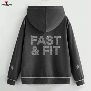 ราคาโรงงาน เสื้อฮู้ดดี้ผู้ชายแบบใหม่ น้ำหนักเบา ผ้าฝ้าย 100% สำหรับฤดูหนาว ดีไซน์เรียบๆ ประดับเพชรเทียม มีไซส์ให้เลือกตามสั่ง - Product Image 4