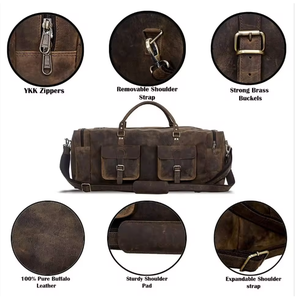 Sac de voyage en cuir véritable grande capacité pour homme – Idéal pour la gym, les week-ends et les séjours d'une nuit - Product Image 6