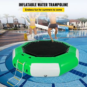 Trampolín Acuático Inflable de 13 pies Verde y Blanco de PVC, Brincolín Acuático Recreativo con Escalera - Product Image 2