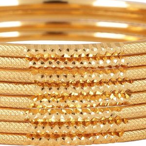 24K Gold Plated Alloy Bangles Set Women's Classic Wedding Jewelry <b>Crystal</b> Flower Design Stackable <b>Bracelets</b> - Product Image 4