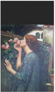 Peinture décorative originale sur toile, huile sur toile, faite à la main, verticale, moderne, abstraite, portrait féminin bohème, réaliste, fleur de rose, pour chambre - Product Image 2