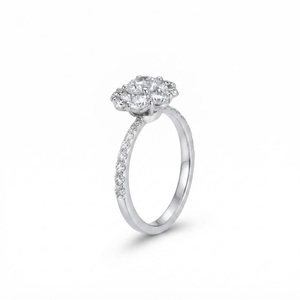 Bague de fiançailles de créateur en or massif 10K 14K 18K avec diamant rond cultivé en laboratoire, certifiée IGI, style demi-éternité, solitaire de mariée - Product Image 3