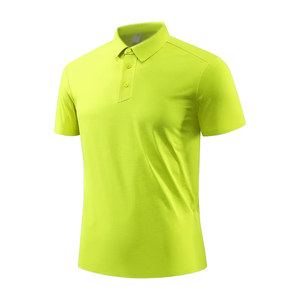 Polo à manches courtes en tricot uni pour homme, séchage rapide, vert, style décontracté, tissu polyester - Product Image 1