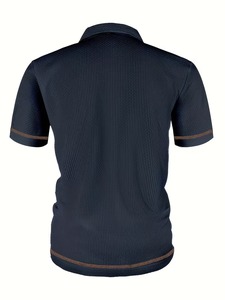เสื้อเชิ้ตแขนสั้นลำลองผู้ชายขายส่ง โลโก้สั่งทำ ลายเรียบ ผ้าโพลีเอสเตอร์/คอตตอน 220 กรัม ระบายอากาศ แห้งเร็ว ผ้าถัก - Product Image 4