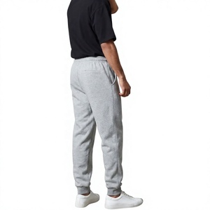 Men's <b>Black</b> Cotton Sweatpants Mid Elastic Waist Plus Size Waterproof Casual Regular Fit Autumn Wear with Pockets Knitted Fabric - Product Image 3