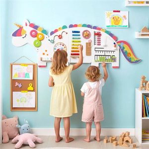 Panneaux d'activités murales 11-en-1 pour enfants, en bois blanc, avec animaux et dinosaures, jouet sensoriel - Product Image 4