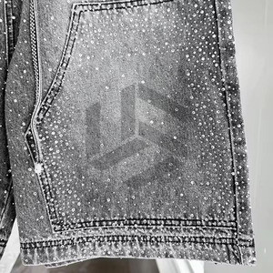 Fabricante de Logotipos Personalizados con Pedrería, Shorts de Mezclilla Vintage de Alta Calidad con Estampado Puff, Lavado Ácido y Efecto Desgastado por el Sol - Product Image 6