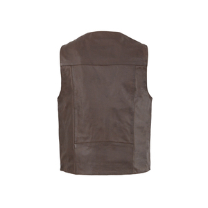 Gilet de motard personnalisé en cuir véritable respirant pour homme, sans manches, avec poches, 100 % polyester, service OEM - Product Image 2