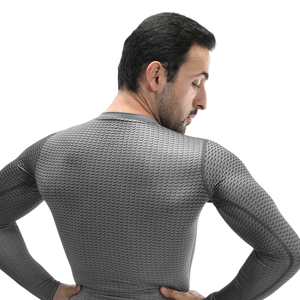 Men Long Sleeve Compression <b>Top</b> 3D Honeycomb Texture Quick Dry Crew Neck Tight Fit <b>Thermal</b> Base Layer Custom OEM Wholesale Maker - Product Image 5