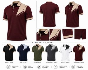 Chemise décontractée pour homme à manches courtes, en jersey tricoté respirant, avec blocs de couleur unie, boutonnée sur le devant, effet délavé, plusieurs coloris - Product Image 1