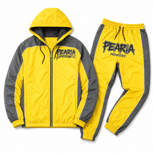 Conjunto Deportivo de Invierno Ligero para Hombre, Color Amarillo Gris Sólido, Chaqueta con Capucha, Pantalones Deportivos, Resistente al Viento, Transpirable, de Alta Calidad, Informal - Product Image 4