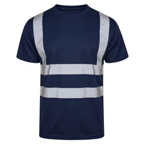 Camisetas de ropa de trabajo con rosca reflectante 3M de algodón transpirable con estampado personalizado para hombre, camisetas a rayas reflectantes de talla grande más vendidas - Product Image 1