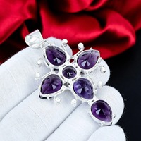 Pendentif croix en améthyste, argent sterling 925, bijou artisanal, pendentif en cristal violet, cadeau pour elle