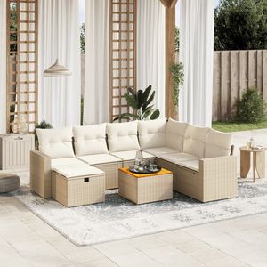 Conjunto de Sofás Modulares Medianos de Ratán PE Beige para Jardín, Muebles de Patio con Estilo y Comodidad - Product Image 1