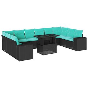 Set Divano da Giardino in Polyrattan Nero con Cuscini, Arredamento da Esterno dal Design Contemporaneo - Product Image 2