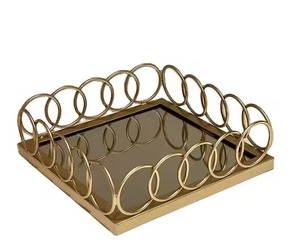 Plateau décoratif en métal pour chocolats, plateau de service en acier inoxydable pour desserts, plateau de présentation de bonbons, utilisation sur la table de cuisine - Product Image 2