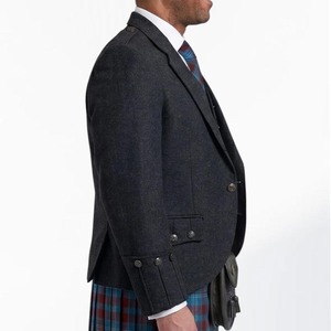 Chaqueta Kilt Negra Personalizada al por Mayor con Chaleco de 5 Botones, Traje de Boda Escocés, Chaquetas para Hombre, Fabricante Pakistaní, Estilo Escocés - Product Image 3