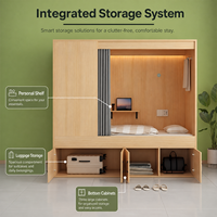 Lit simple en MDF durable avec barrière de sécurité et échelles, quatre tiroirs, lits superposés pour hôtel et dortoir pour jeunes